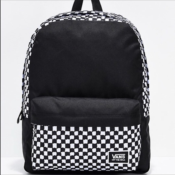 vans black checkered backpack
